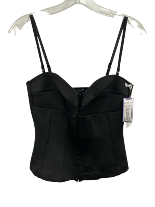 Good American Size M Black Polyester Blend Hook & Eye Front Spaghetti Strap Top Black / M