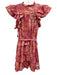 Ulla Johnson Size 10 Pink & Brown Cotton Abstract Floral Ruffle Cap Sleeve Dress Pink & Brown / 10
