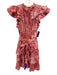 Ulla Johnson Size 10 Pink & Brown Cotton Abstract Floral Ruffle Cap Sleeve Dress Pink & Brown / 10