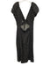 Zara Size L Black & White Linen Blend Polka Dots Puff Cap Sleeve V Neck Dress Black & White / L