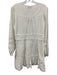 Intermix Size 8 White Cotton Long Balloon Sleeve Lace Detail V Neck Dress White / 8