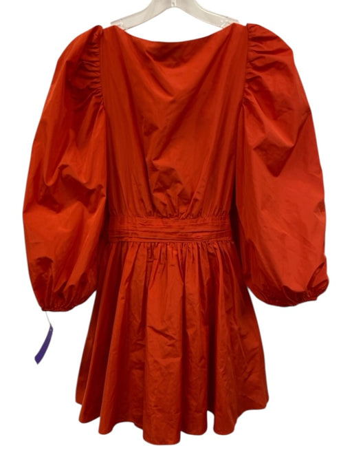 Cinq a Sept Size 4 Tomato Red Polyester 3/4 Balloon Sleeve Gathered Puff Dress Tomato Red / 4