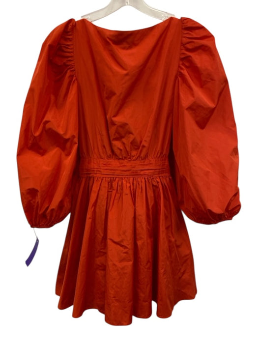 Cinq a Sept Size 4 Tomato Red Polyester 3/4 Balloon Sleeve Gathered Puff Dress Tomato Red / 4
