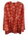 Staud Size XL Red, White & Black Linen Dotted Swirl Long Flare Sleeve Dress Red, White & Black / XL