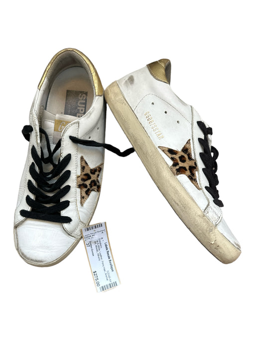 Golden Goose Shoe Size 37 Tan & White Leather Pony Hair Animal Print Sneakers Tan & White / 37