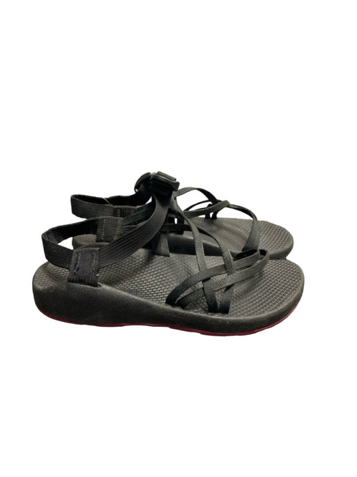 Vibram Shoe Size EST 8 Black Rubber Criss Cross Straps Open Toe Flat Sandals Black / EST 8