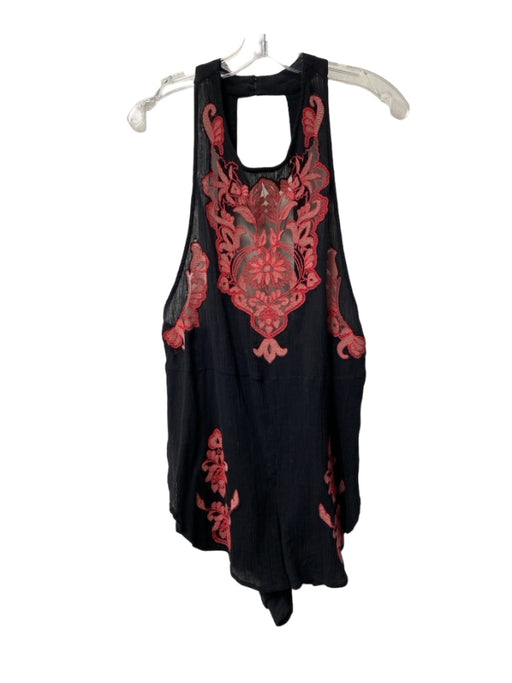 Intimately Free People Size Est Small Black & Red Cotton Open Back Jumper Black & Red / Est Small