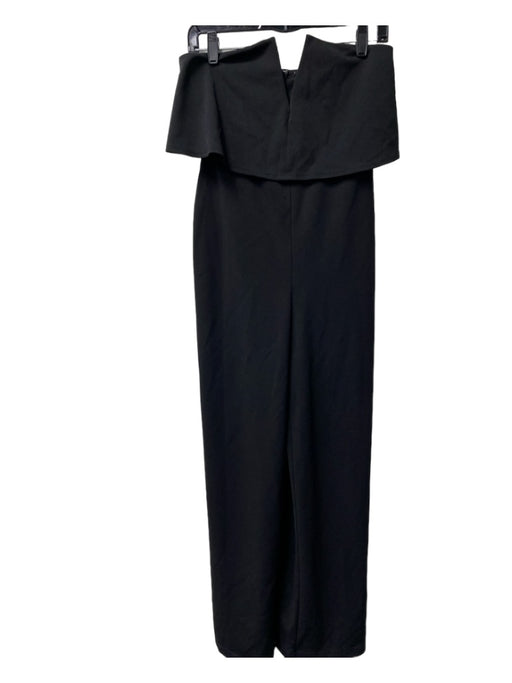 Bebe Size XXS Black Polyester Strapless Split Neck Back Zip No pocket Jumpsuit Black / XXS