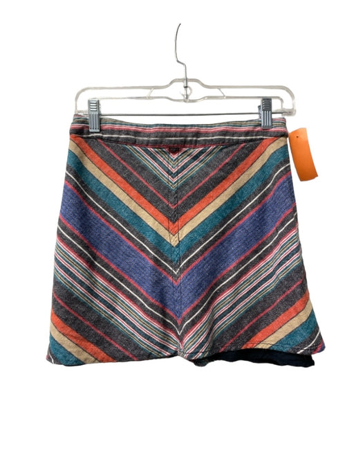 Free People Size 4 Multi Cotton Blend Mini Striped Lined Back Zip Skirt Multi / 4