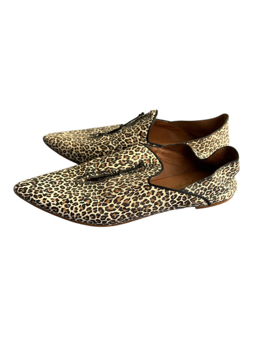 Free People Shoe Size 39 Cream & Brown Leather Leopard Pointed Toe Mule Shoes Cream & Brown / 39