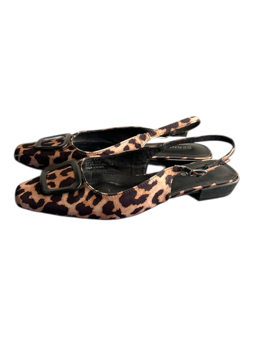 Berness Shoe Size 8.5 Black & Brown Leather Slingbacks Flat Leopard Shoes Black & Brown / 8.5