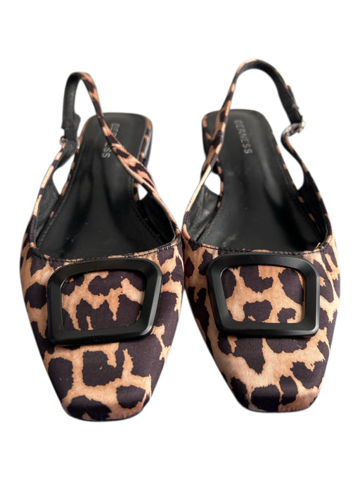 Berness Shoe Size 8.5 Black & Brown Leather Slingbacks Flat Leopard Shoes Black & Brown / 8.5