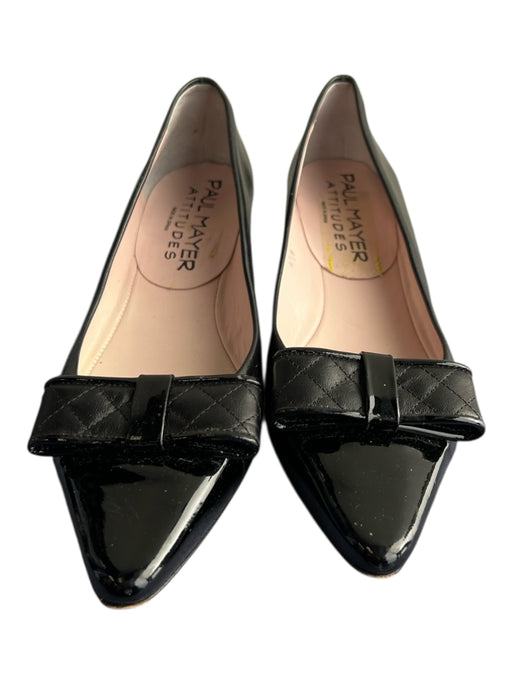 Paul Mayer Shoe Size 8 1/2 Black Leather Pointed Toe Bow Detail Slip On Shoes Black / 8 1/2