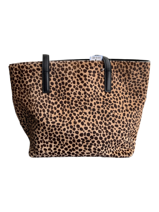 Ann Taylor Brown, Black, Red Leather Upper Cheetah Print Zip closure Bag Brown, Black, Red