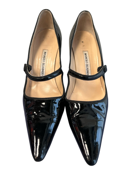 Manolo Blahnik Shoe Size 38.5 Black Patent Leather Pointed Toe solid color Shoes Black / 38.5