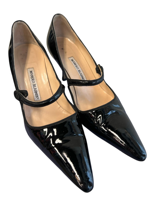 Manolo Blahnik Shoe Size 38.5 Black Patent Leather Pointed Toe solid color Shoes Black / 38.5