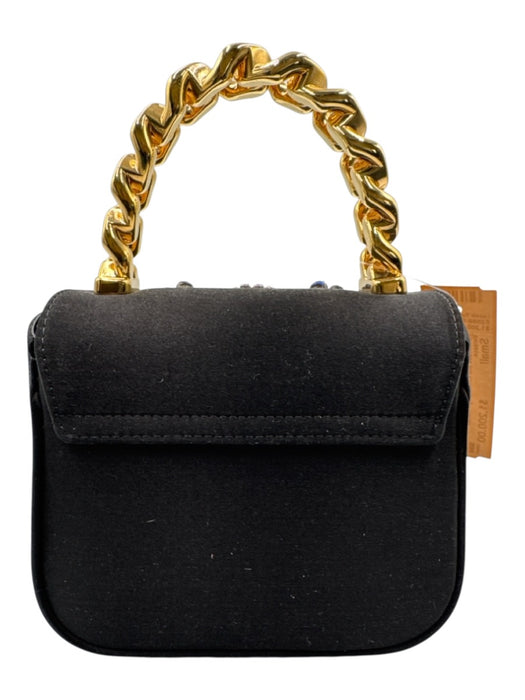 Versace Black, Pink, Gold Silk Chain Detail Jeweled Embellishment Bag Black, Pink, Gold / Small