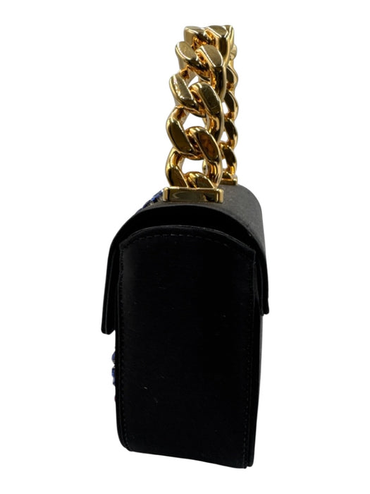 Versace Black, Pink, Gold Silk Chain Detail Jeweled Embellishment Bag Black, Pink, Gold / Small