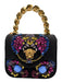 Versace Black, Pink, Gold Silk Chain Detail Jeweled Embellishment Bag Black, Pink, Gold / Small