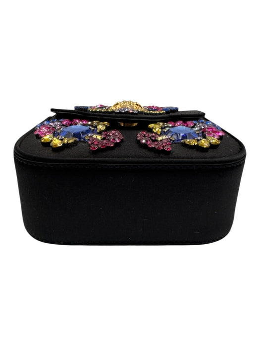 Versace Black, Pink, Gold Silk Chain Detail Jeweled Embellishment Bag Black, Pink, Gold / Small