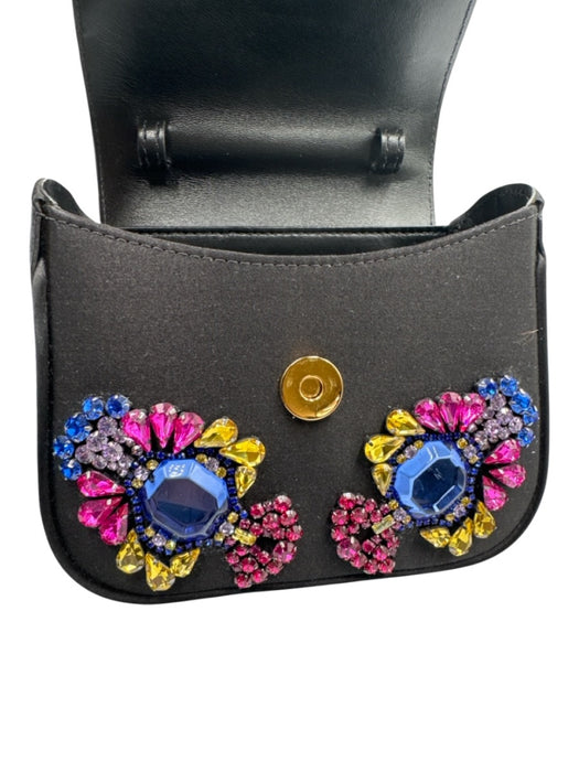 Versace Black, Pink, Gold Silk Chain Detail Jeweled Embellishment Bag Black, Pink, Gold / Small
