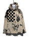 Amiri Size XXL Black & Cream Cotton Hoodie Fringe Detail Men's Sweater Black & Cream / XXL