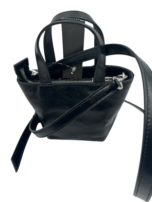 Alexander Wang Black Leather Crinkle embossed logo Crossbody Strap Incl Tote Bag Black / Mini