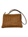 MCM Brown & Black Leather Pebbled Monogram Zip closure Crossbody Bag Brown & Black