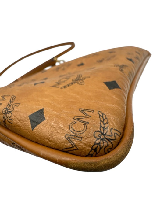 MCM Brown & Black Leather Pebbled Monogram Zip closure Crossbody Bag Brown & Black