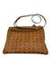 MCM Brown & Black Leather Pebbled Monogram Zip closure Crossbody Bag Brown & Black