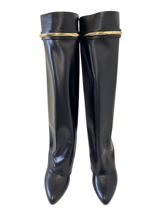 Givenchy Shoe Size 42 Black Leather GHW Overlay Knee High Boots Black / 42