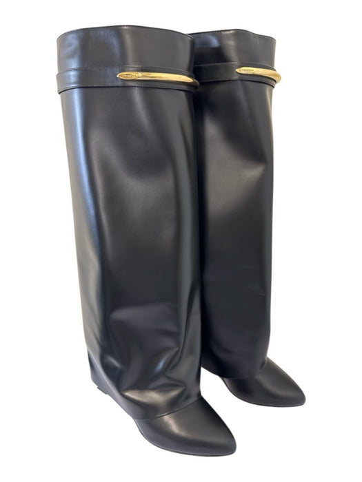 Givenchy Shoe Size 42 Black Leather GHW Overlay Knee High Boots Black / 42