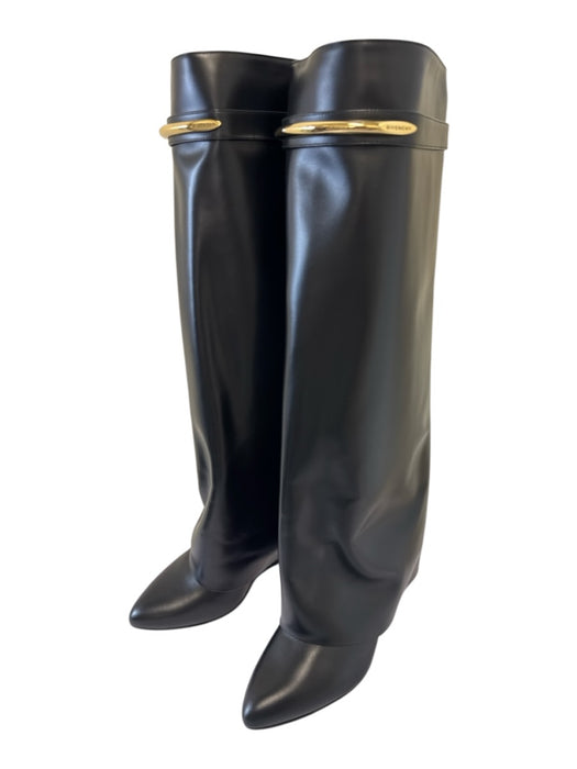 Givenchy Shoe Size 42 Black Leather GHW Overlay Knee High Boots Black / 42
