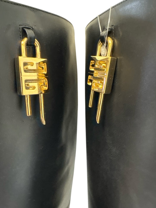 Givenchy Shoe Size 41 Black Leather GHW Knee High Wedge Boots Black / 41