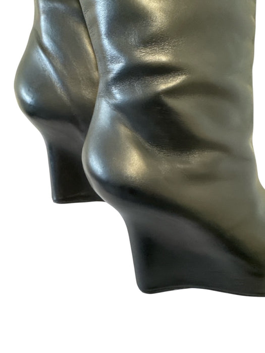 Givenchy Shoe Size 41 Black Leather GHW Knee High Wedge Boots Black / 41