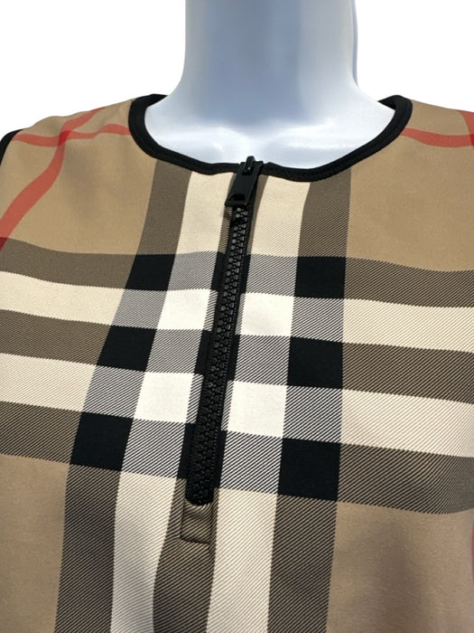 Burberry London Size L Beige, Black, Red Polyester Novacheck Quarter Zip Top Beige, Black, Red / L