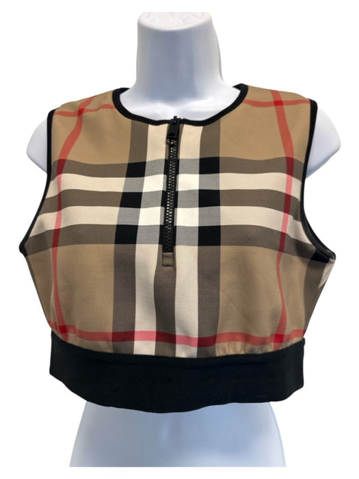 Burberry London Size L Beige, Black, Red Polyester Novacheck Quarter Zip Top Beige, Black, Red / L