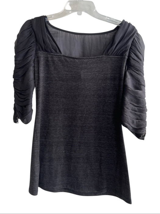 katharine kidd Size S Grey Wool Blend Mesh Detail Round Neck Square Back Top Grey / S
