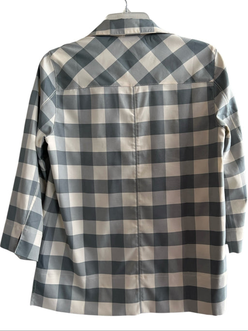 Tuckernuck Size S Ivory & Gray Polyester Collar V Neck Long Sleeve plaid Top Ivory & Gray / S
