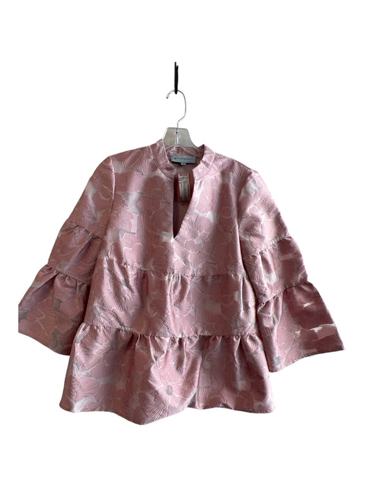 Tuckernuck Size M Ballet Pink Polyester Blend Split Round Neck Jaquard Top Ballet Pink / M