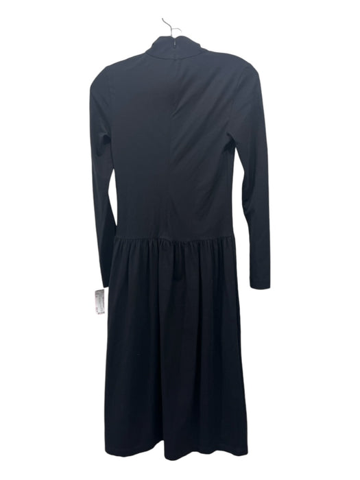 COS Size XS Black Cotton Mock Neck Back Zip Long Sleeve Midi Dress Black / XS