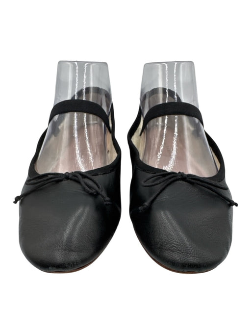Loeffler Randall Shoe Size 7.5 Black Leather Elastic Strap Round Toe Flats Black / 7.5