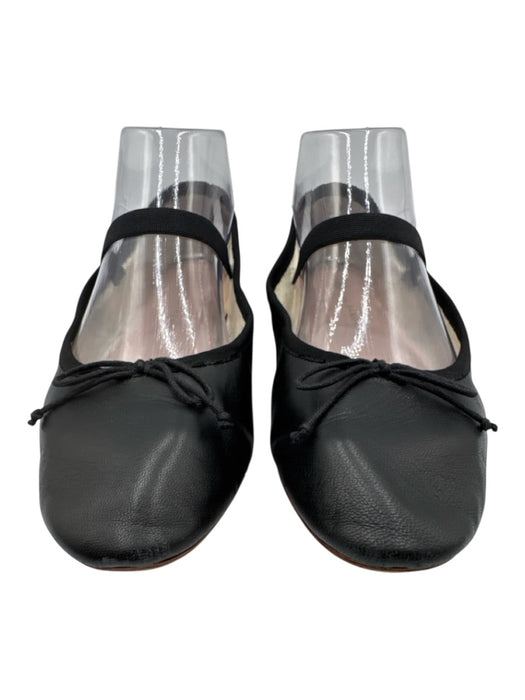 Loeffler Randall Shoe Size 7.5 Black Leather Elastic Strap Round Toe Flats Black / 7.5