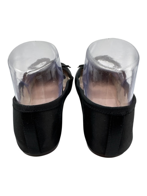 Loeffler Randall Shoe Size 7.5 Black Satin Elastic Strap Round Toe Ballet Flats Black / 7.5
