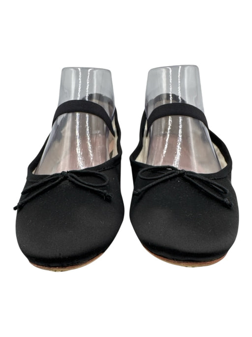 Loeffler Randall Shoe Size 7.5 Black Satin Elastic Strap Round Toe Ballet Flats Black / 7.5