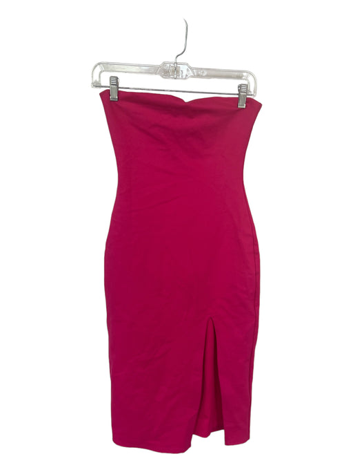 Lovers + Friends Size XS Magenta Rayon Blend Strapless Slit Midi Dress Magenta / XS