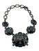 Swarovski Blue & Silver Metal & Crystal Chunky Art Deco Toggle Clasp Necklace Blue & Silver