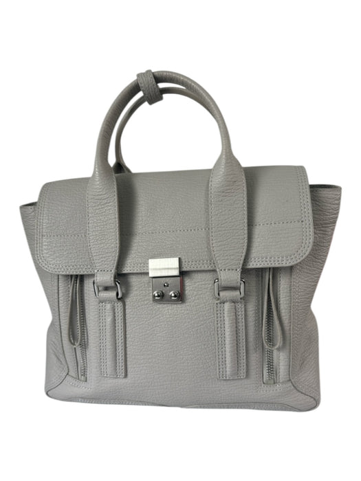 3.1 Phillip Lim Taupe Gray Leather Silver Hardware Push Lock Inner Pocket Bag Taupe Gray / M