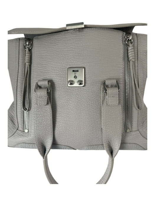 3.1 Phillip Lim Taupe Gray Leather Silver Hardware Push Lock Inner Pocket Bag Taupe Gray / M