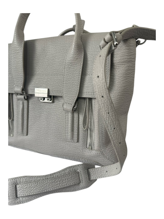 3.1 Phillip Lim Taupe Gray Leather Silver Hardware Push Lock Inner Pocket Bag Taupe Gray / M